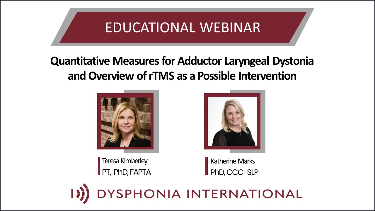 Read more about the article WATCH | Quantitative Measures for Adductor Laryngeal  Dystonia & Overview of rTMS as a Possible Intervention