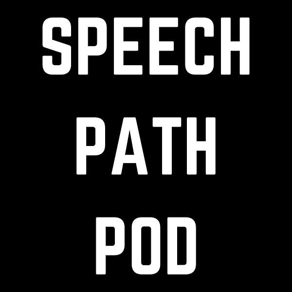 black graphic that says speech path pod